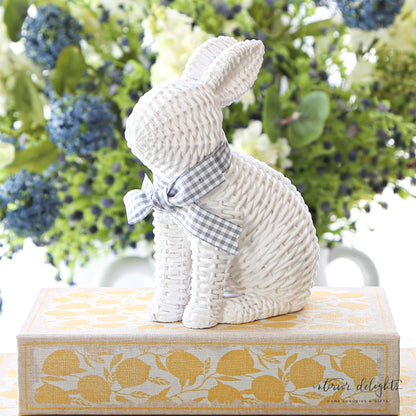 White Willow Bunnies with Gingham Ribbon- 2 Sizes