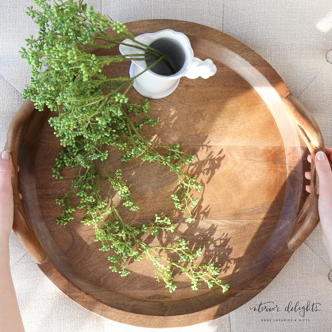 Wood Braided Handle Tray