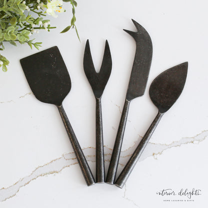 Tides Cheese Knives - Set of 4- Black or Gold