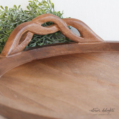 Wood Braided Handle Tray