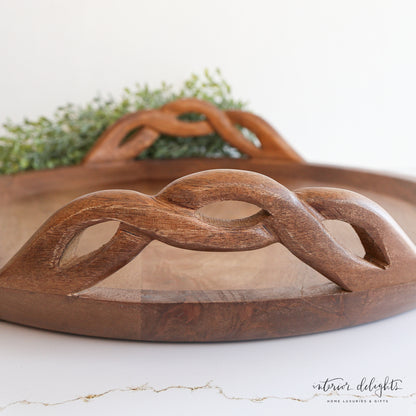 Wood Braided Handle Tray