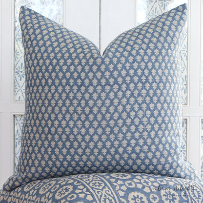 Luxe Bleu Fleurette Pillow Cover