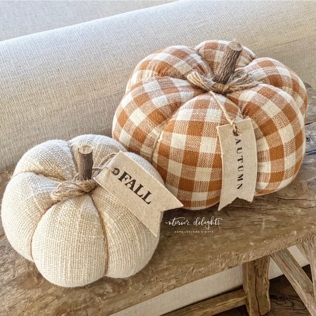 Large Plaid or Small Cream Pumpkin- Sold Separately