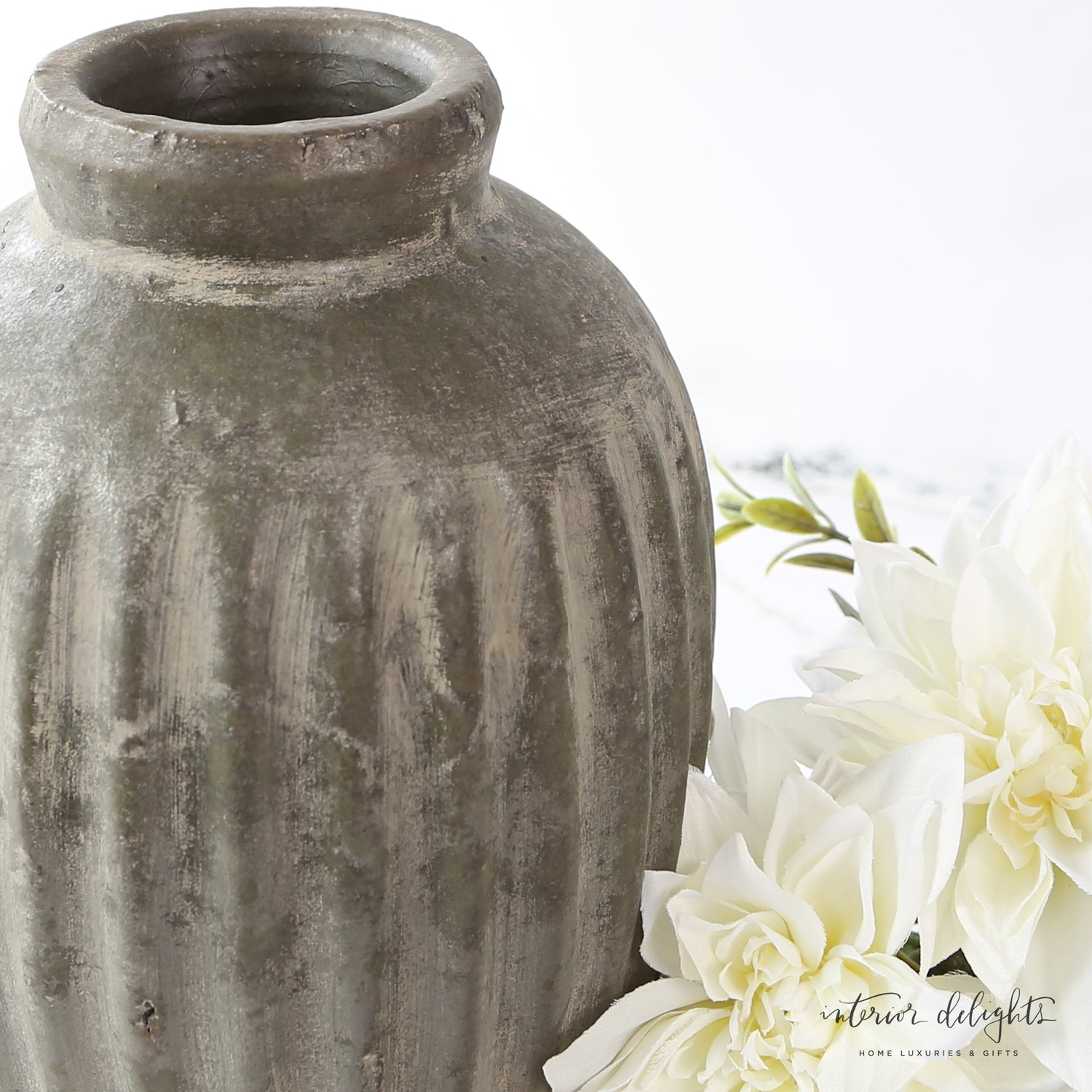 Gray Terracotta Ridge Vase