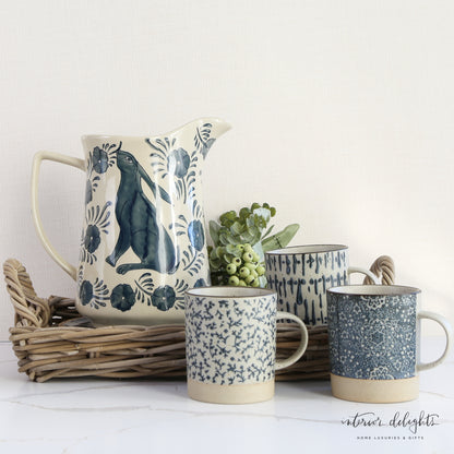 Stoneware Pitcher with Rabbit and Flowers