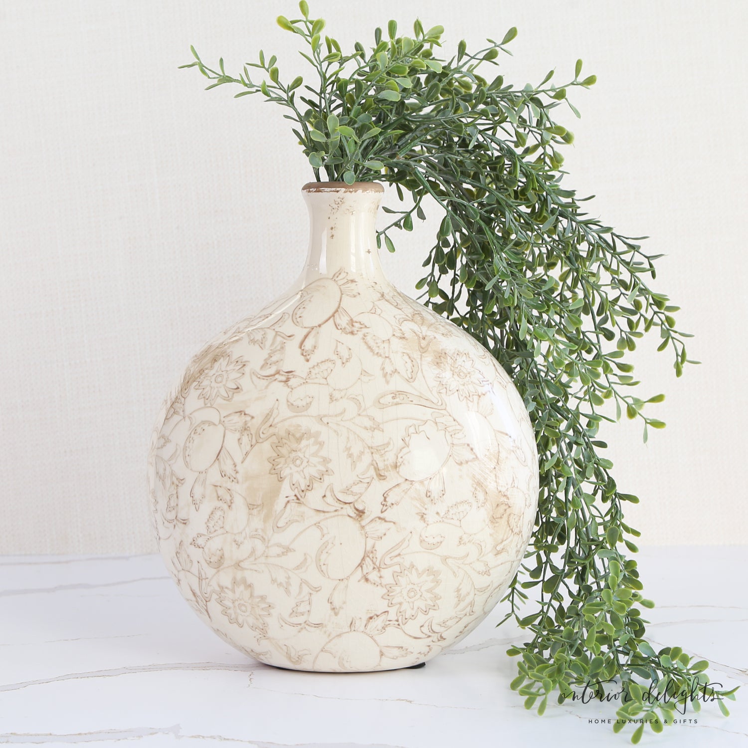 Beige Small Neck Floral Vase