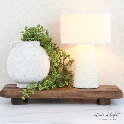 Boucle Fabric and Metal Table Lamp