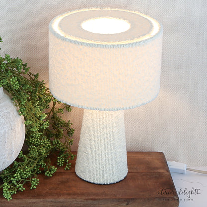 Boucle Fabric and Metal Table Lamp