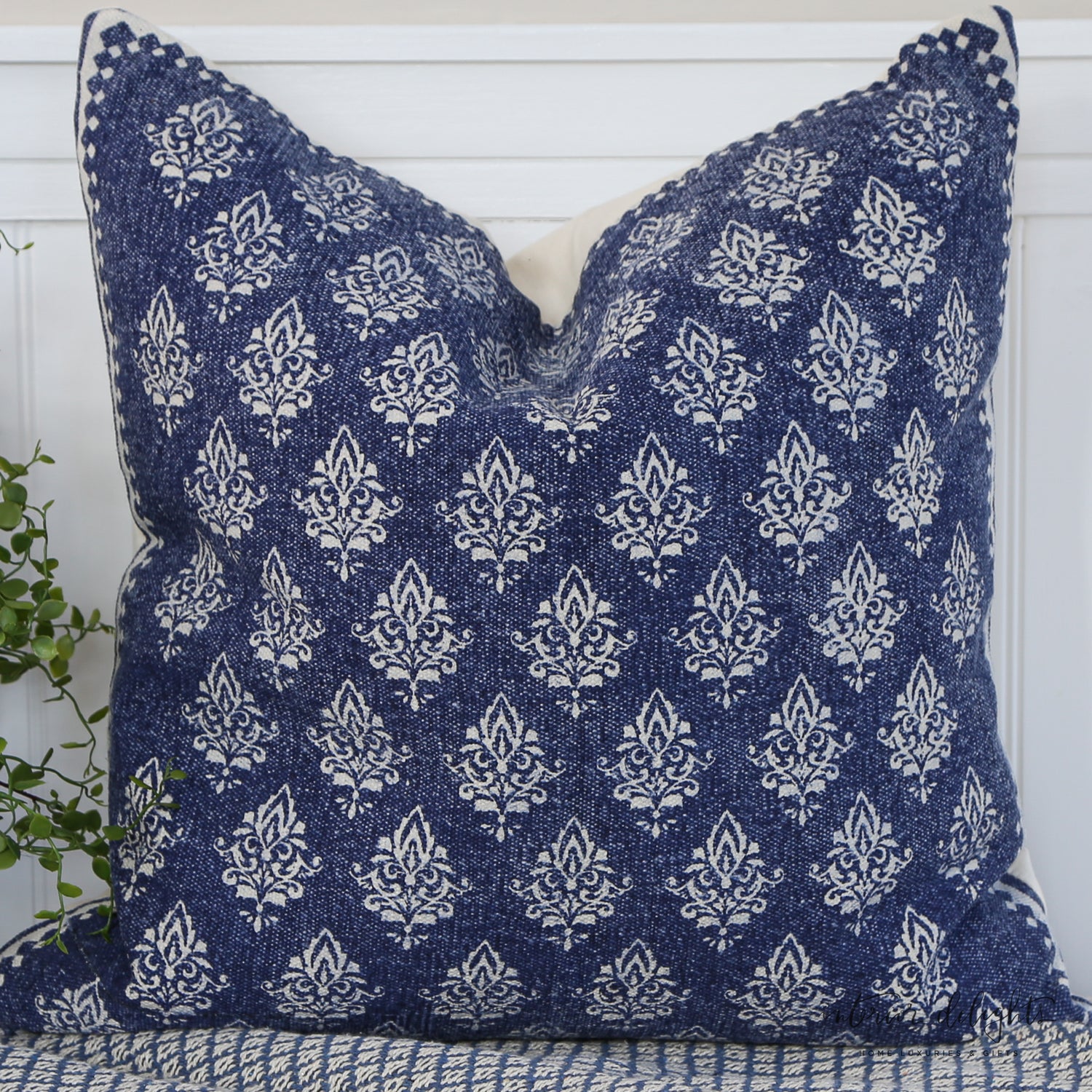 Blue with Cream Medallions Pillow