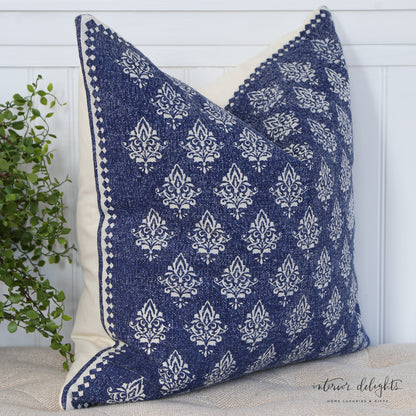 Blue with Cream Medallions Pillow