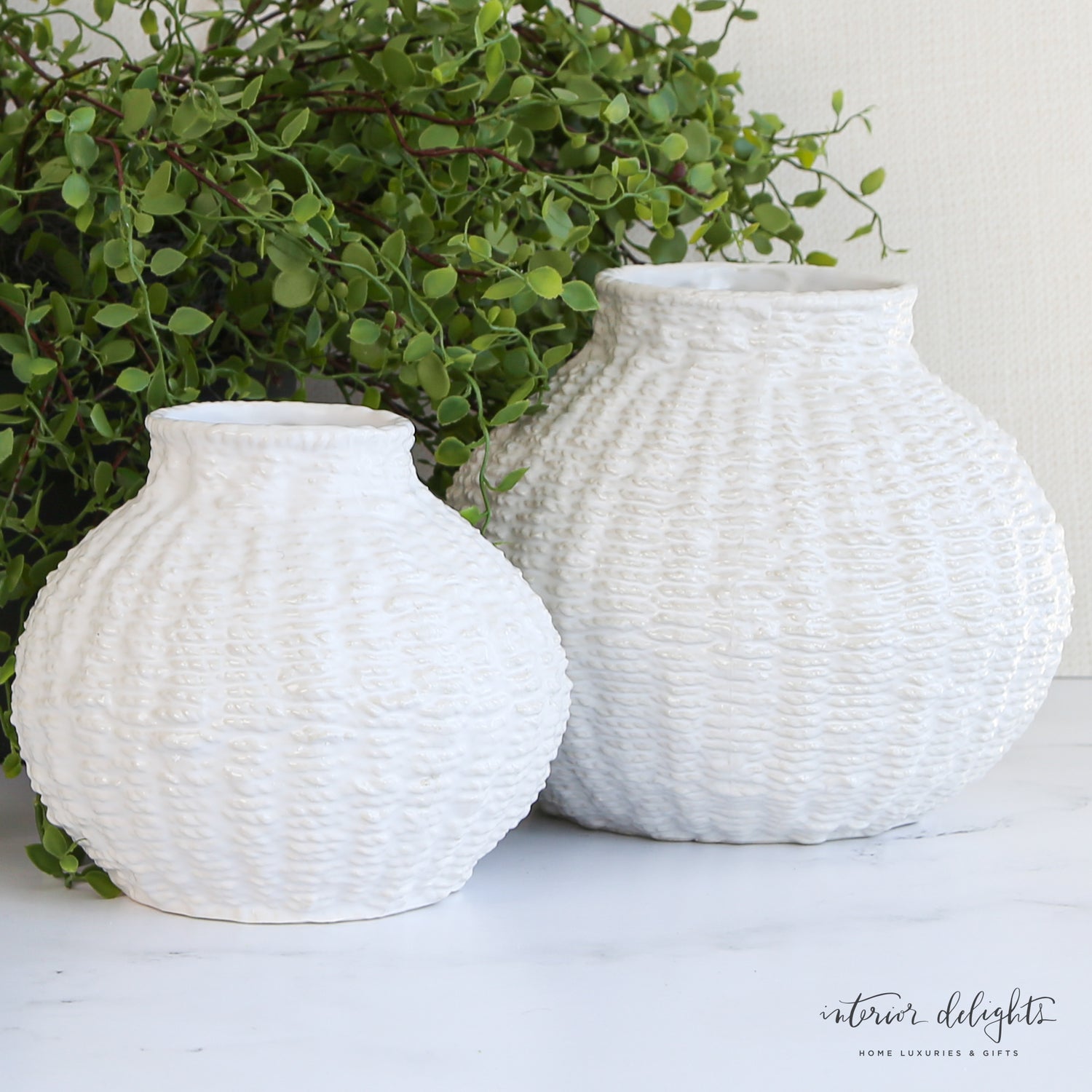 Woven Ceramic Round Vases- Choice of 2 Sizes