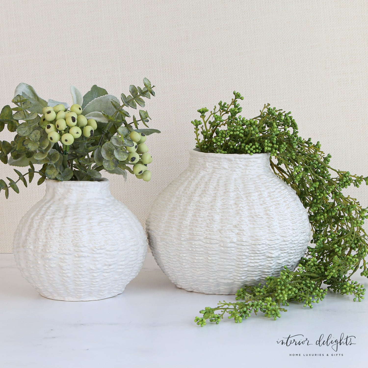 Woven Ceramic Round Vases- Choice of 2 Sizes