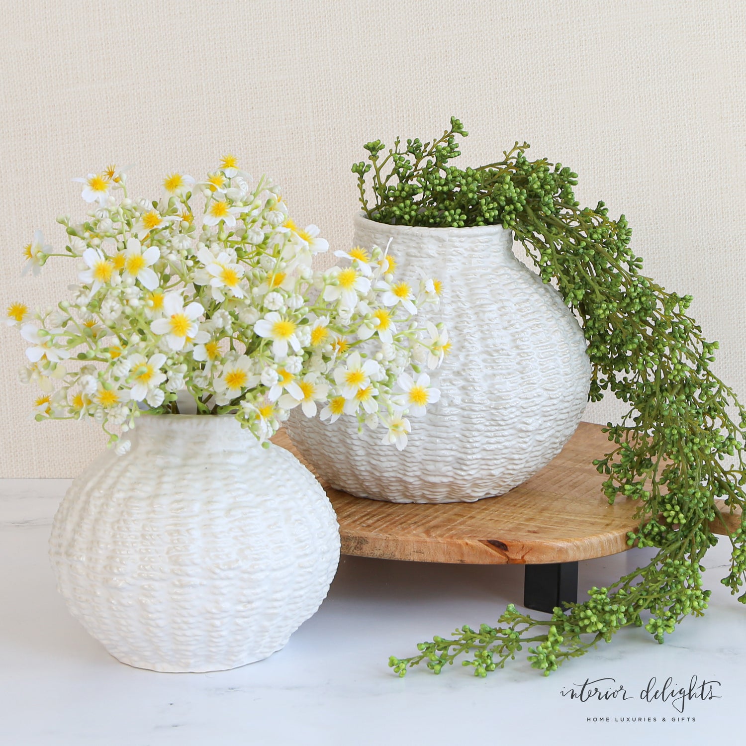 Woven Ceramic Round Vases- Choice of 2 Sizes