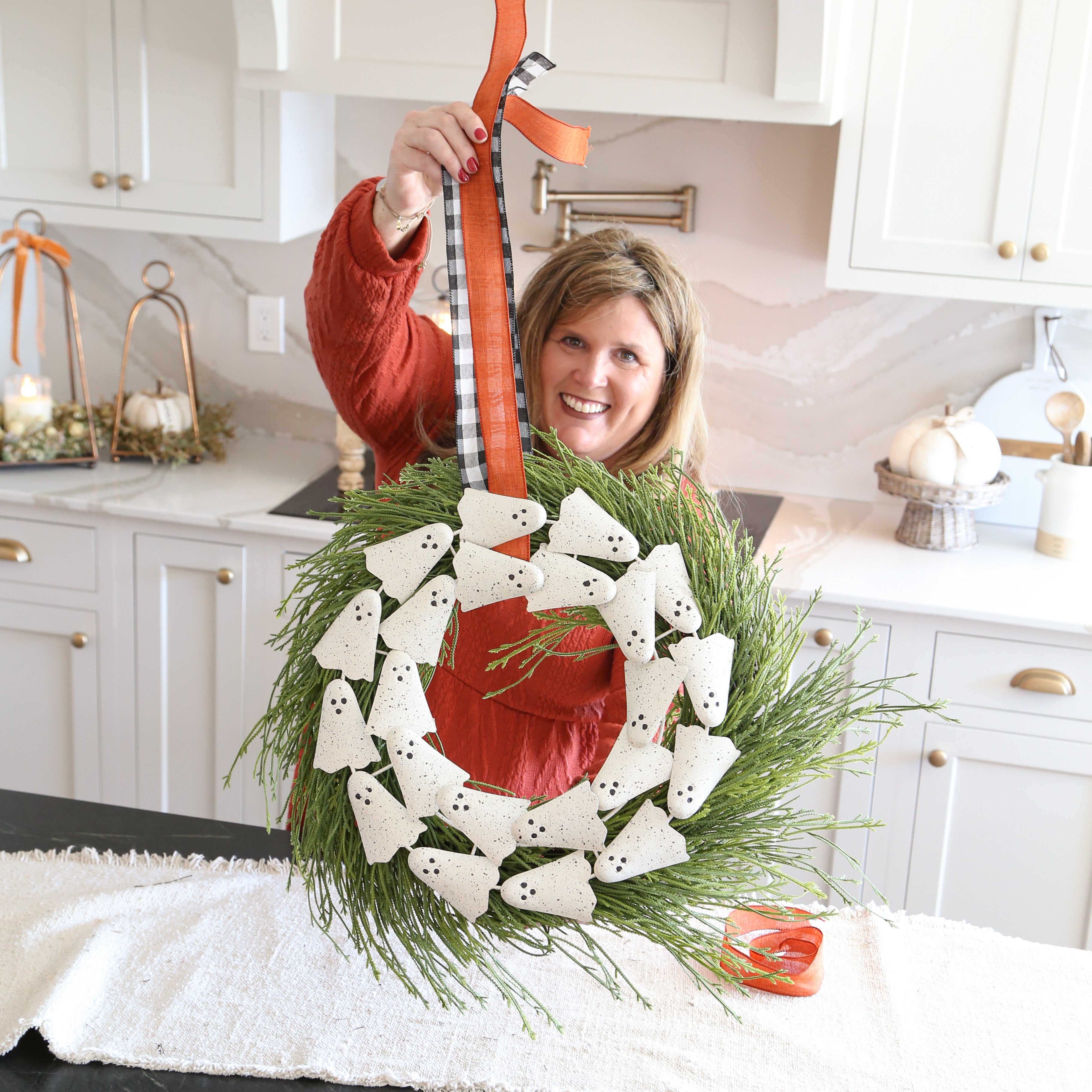 16 inch Ghost Wreath -Whimsy Green Wreath Sold Separately