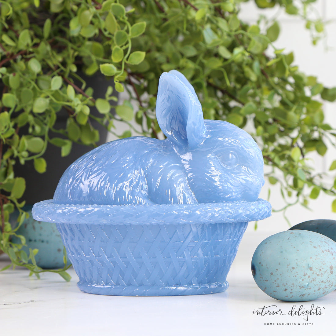 Blue Acrylic Bunny in Basket