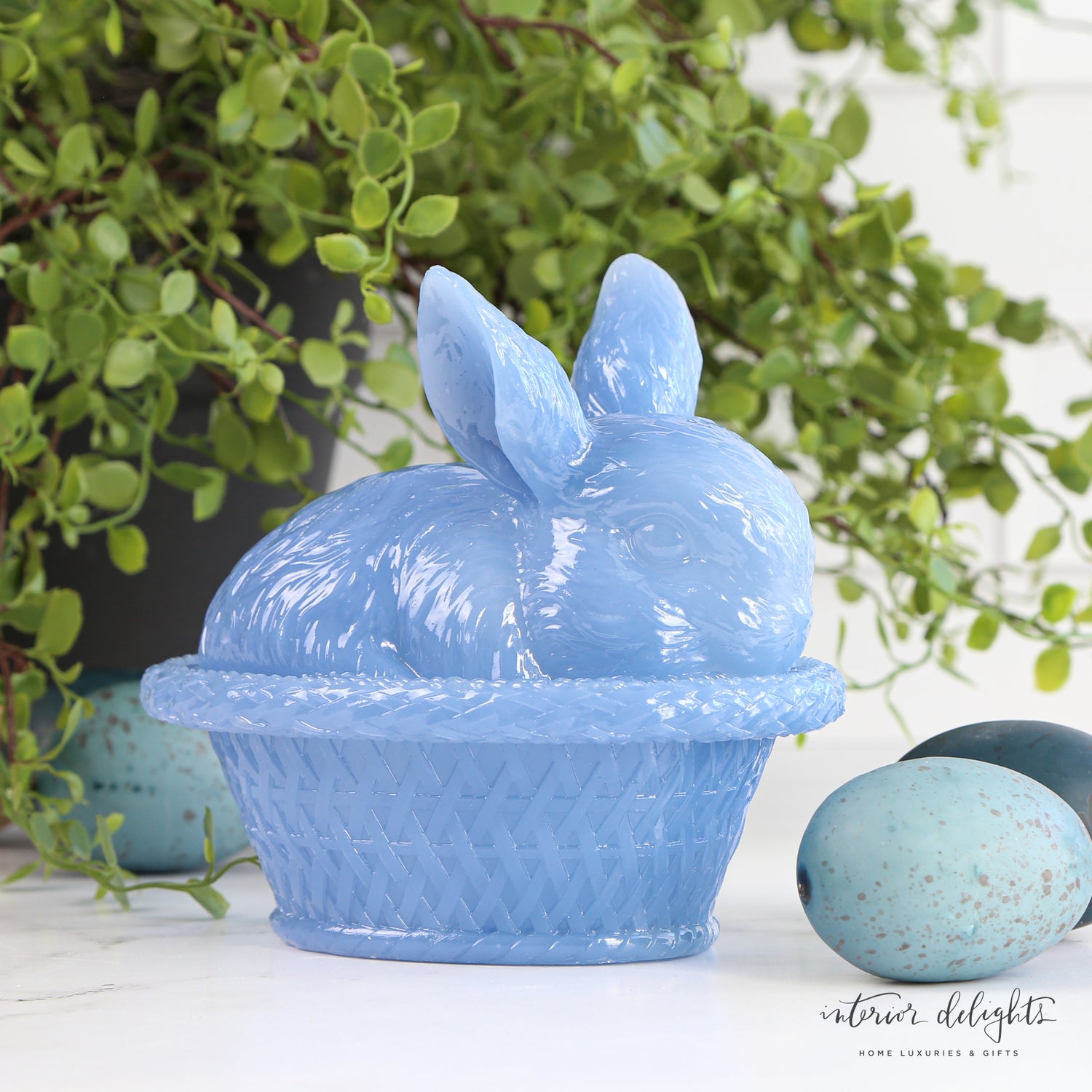 Blue Acrylic Bunny in Basket