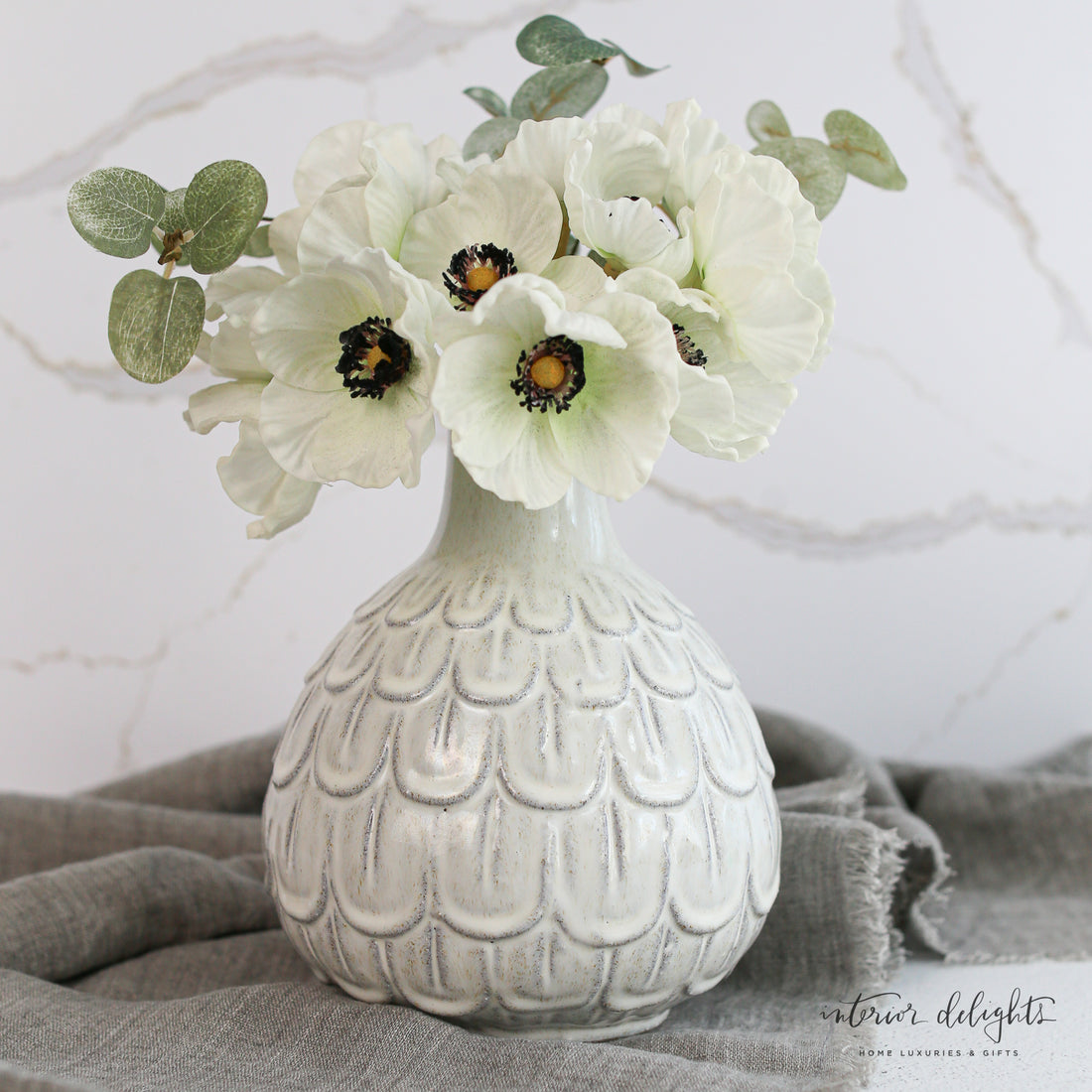 White Scallop Vase