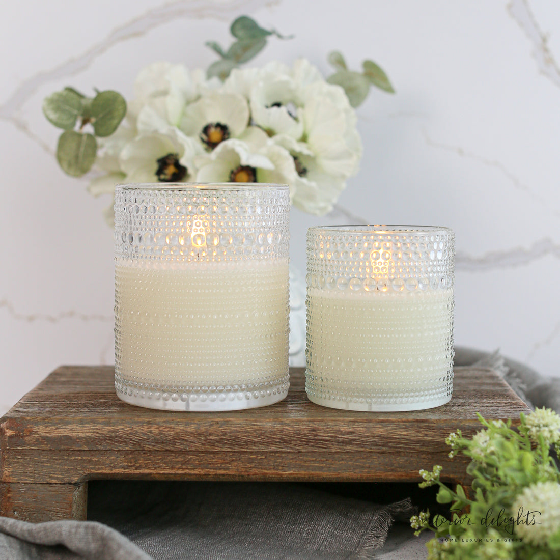 Hobnail Glass Candles- choose from 2 Sizes