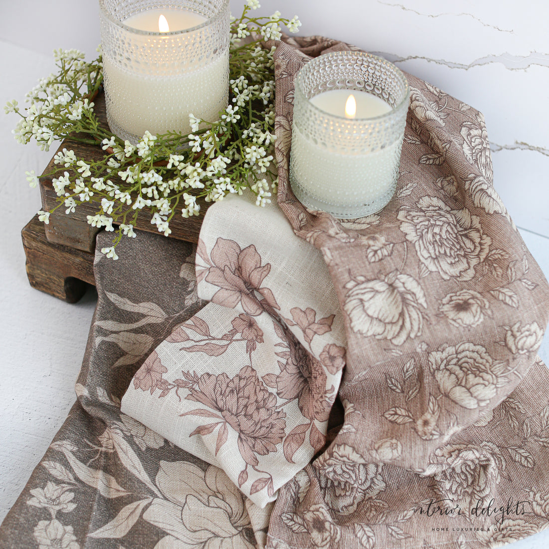 Sepia Florals Tea Towels- Set of 3