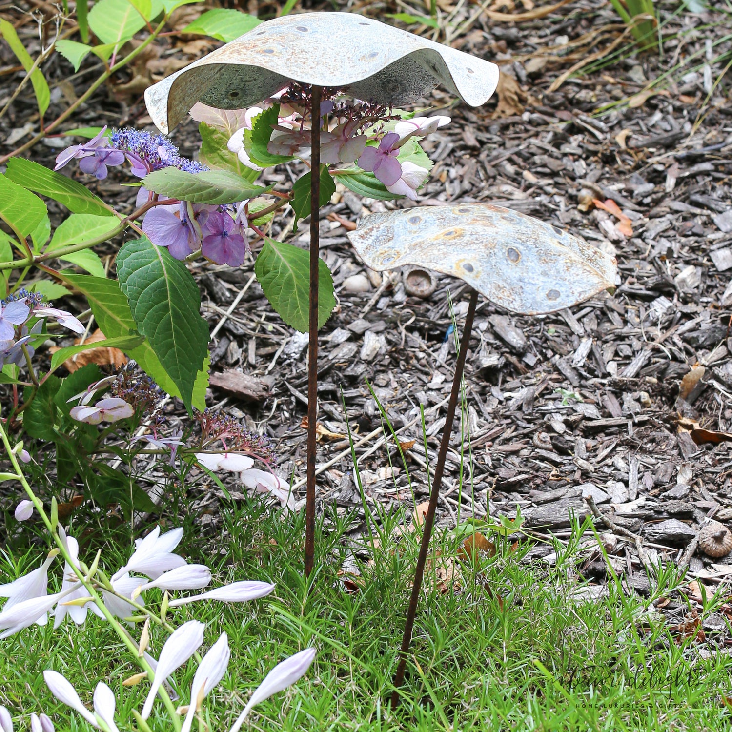 Rustic Metal Mushroom Stakes Set Of 2