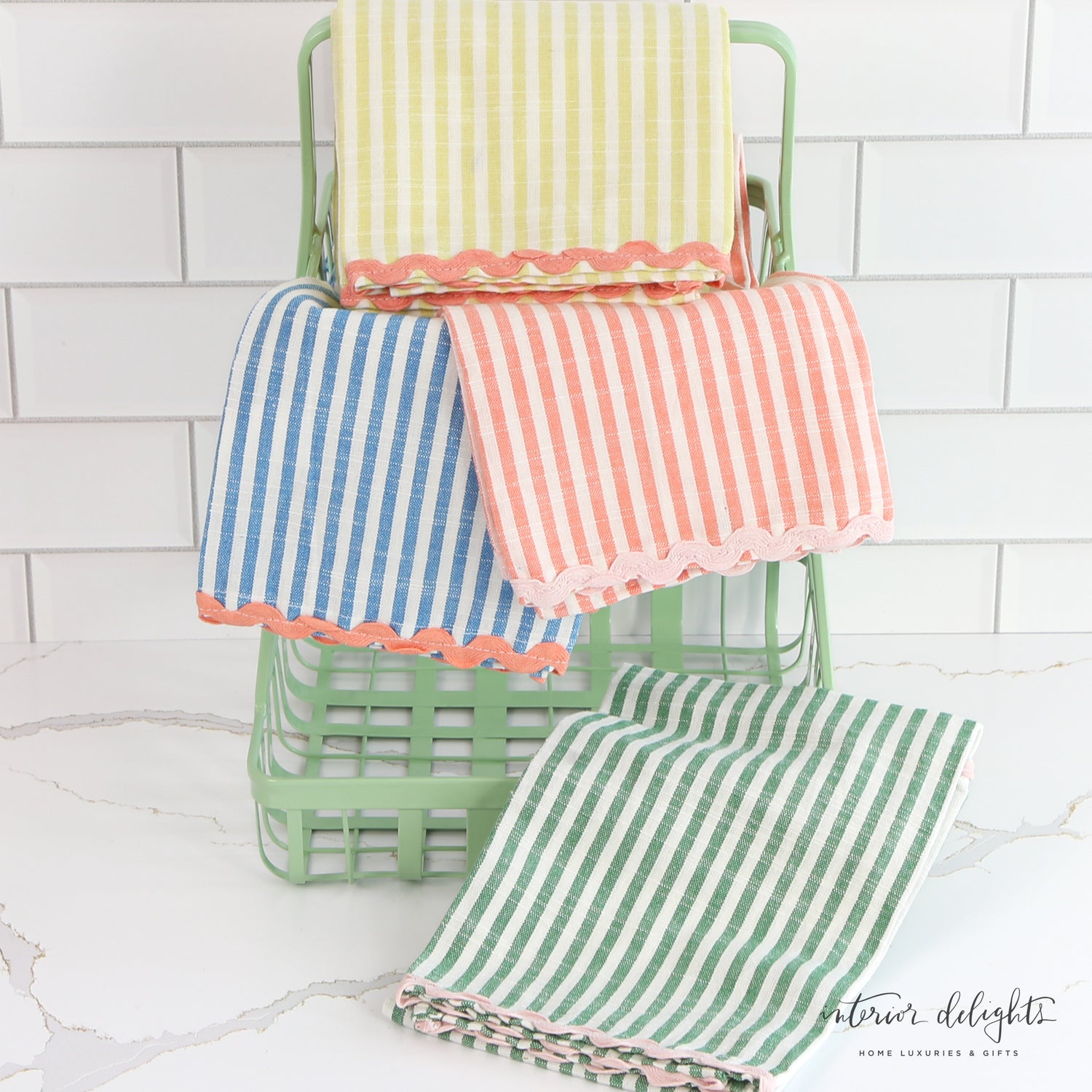 Woven Striped Tea Towels- Set of 4