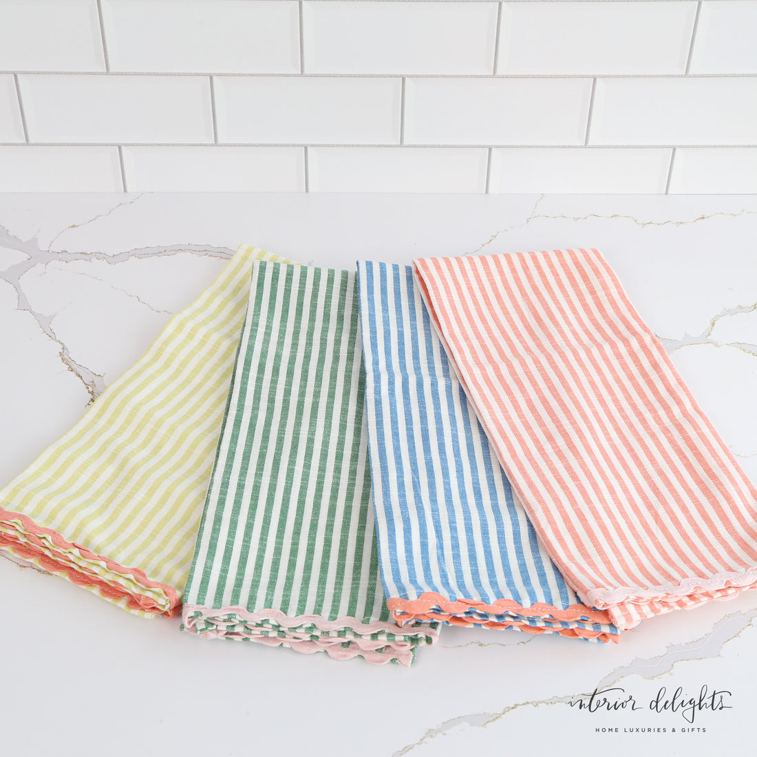 Woven Striped Tea Towels- Set of 4