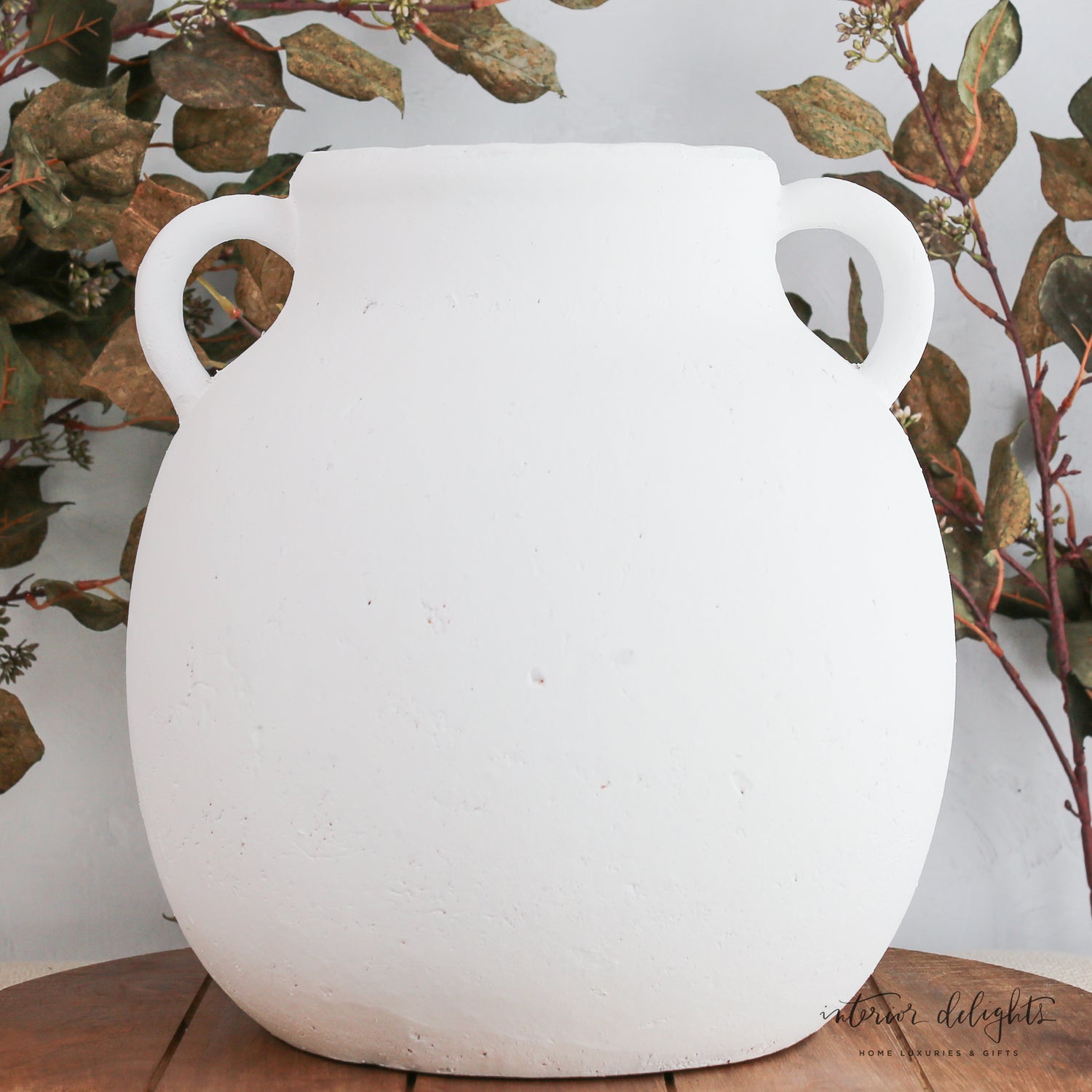 12” White Two Handle Jug Vase