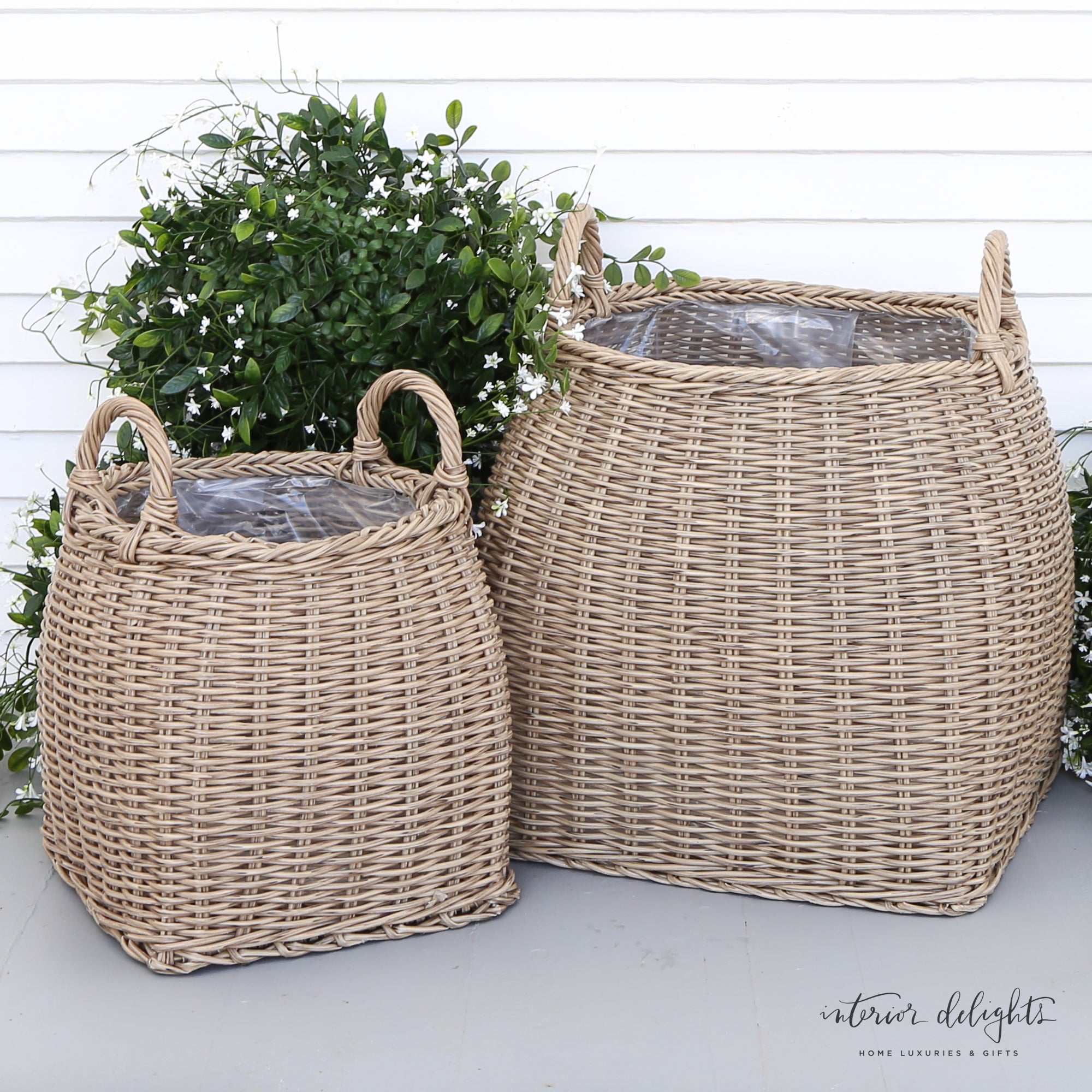 Willow Planters with Square Bottoms- Set of 2