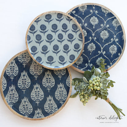 Round Floral Pattern Trays- Set of 3