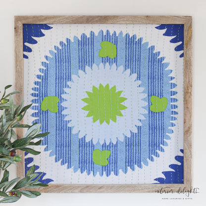 Blue Suzani Fabric Framed Artwork