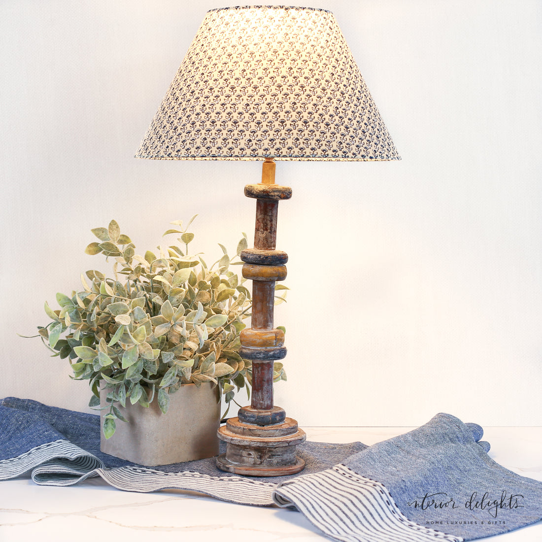 Wooden Spool Table Lamp