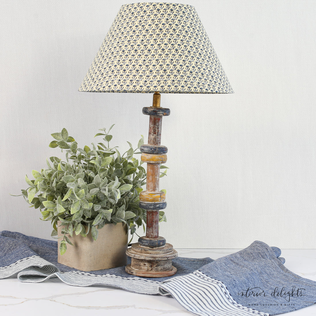 Wooden Spool Table Lamp