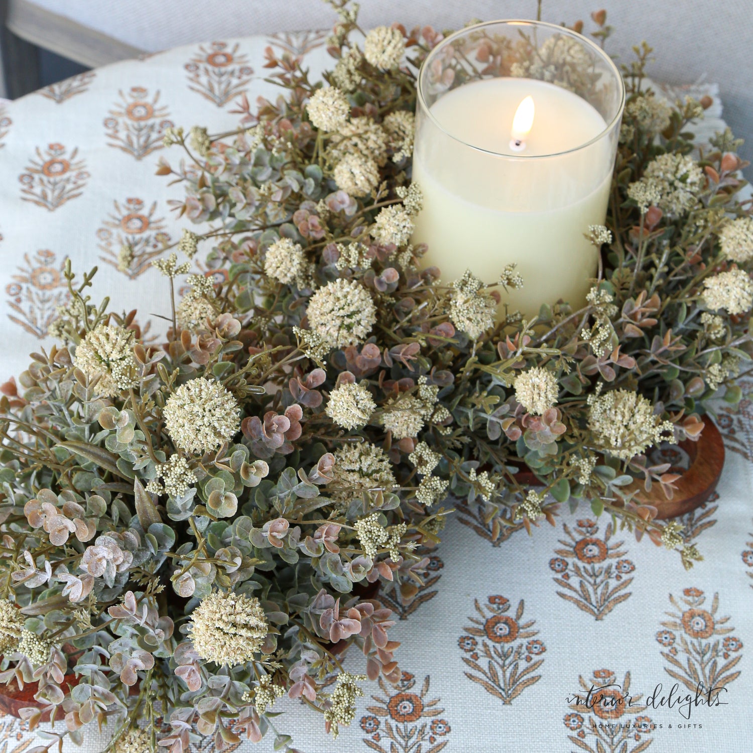 14” Cream Garden Candle Ring