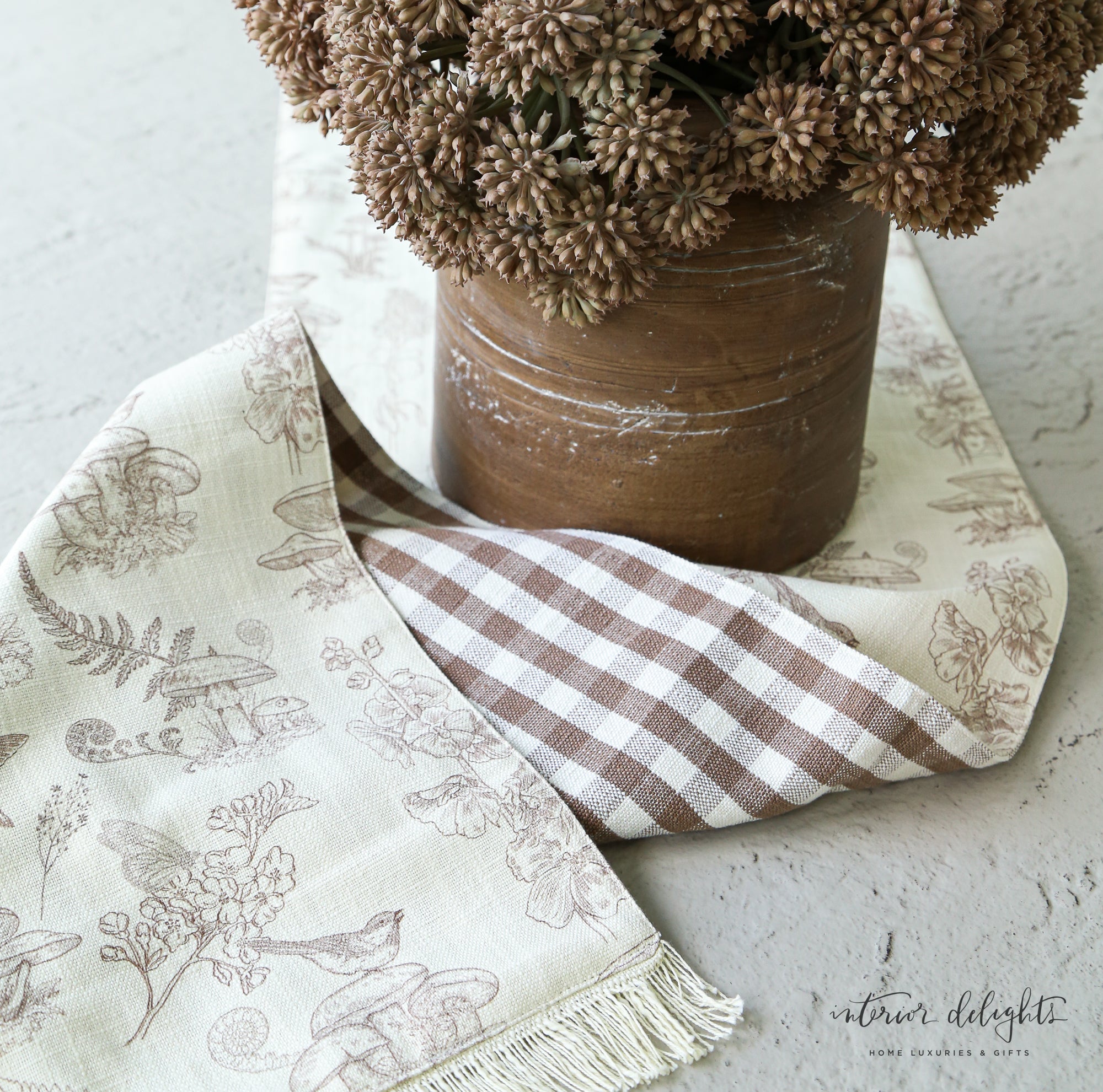 Reversible Mushroom And Tan Check Table Runner