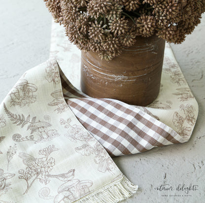 Reversible Tan Check Table Runner