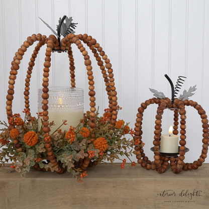 Beaded Pumpkin Lanterns- Set of 2