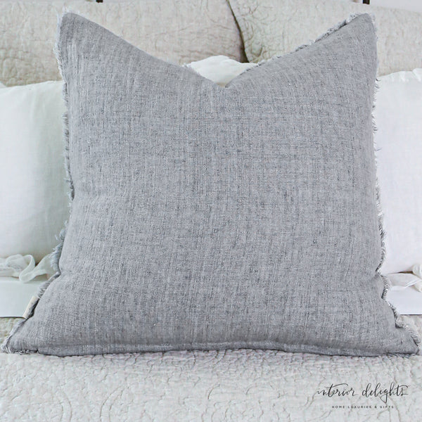 Grey linen pillow best sale