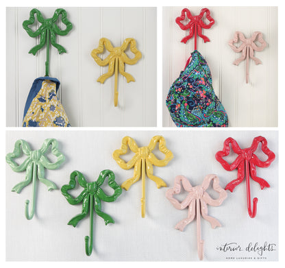 Cast Iron Bow Shaped Wall Hooks- Set of 5