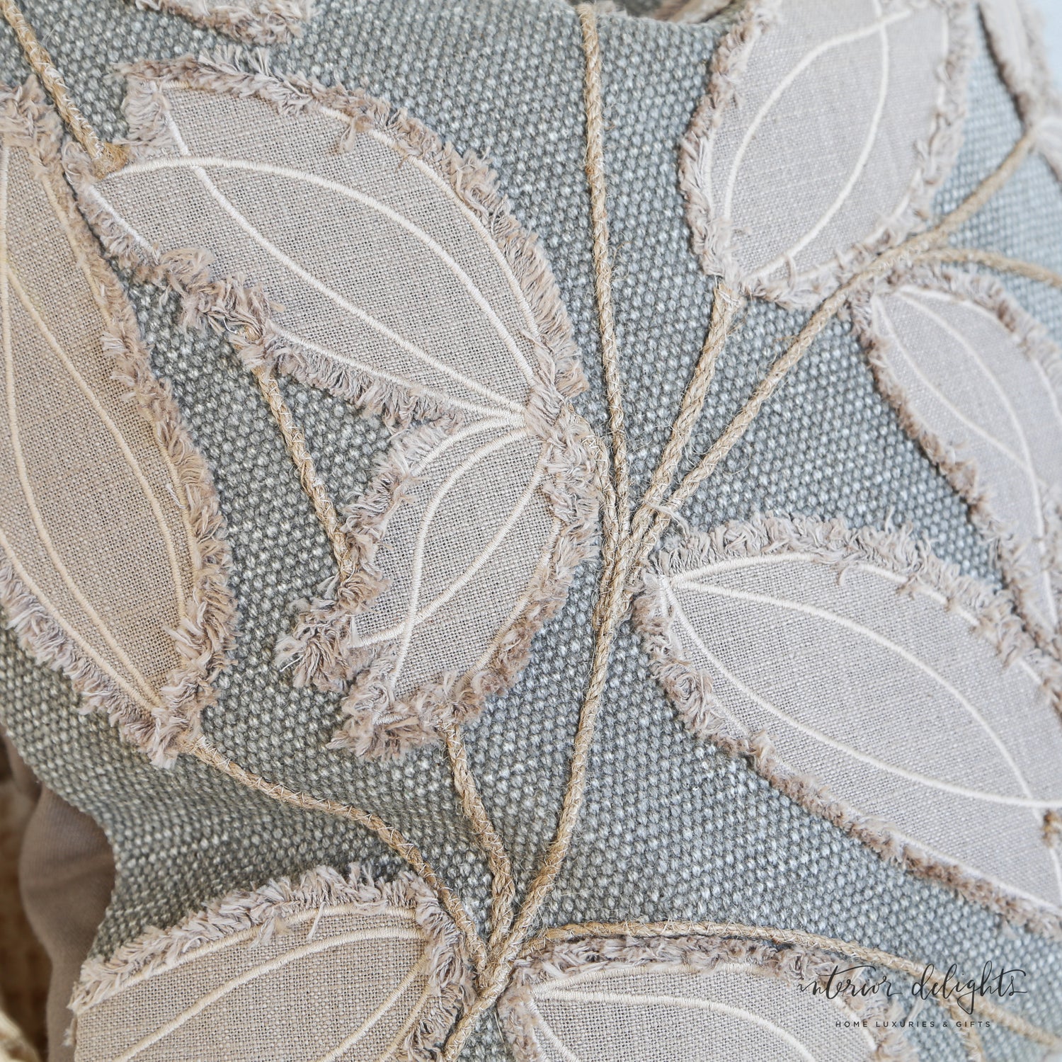 Square Gray &amp; Taupe Leaf Pillow