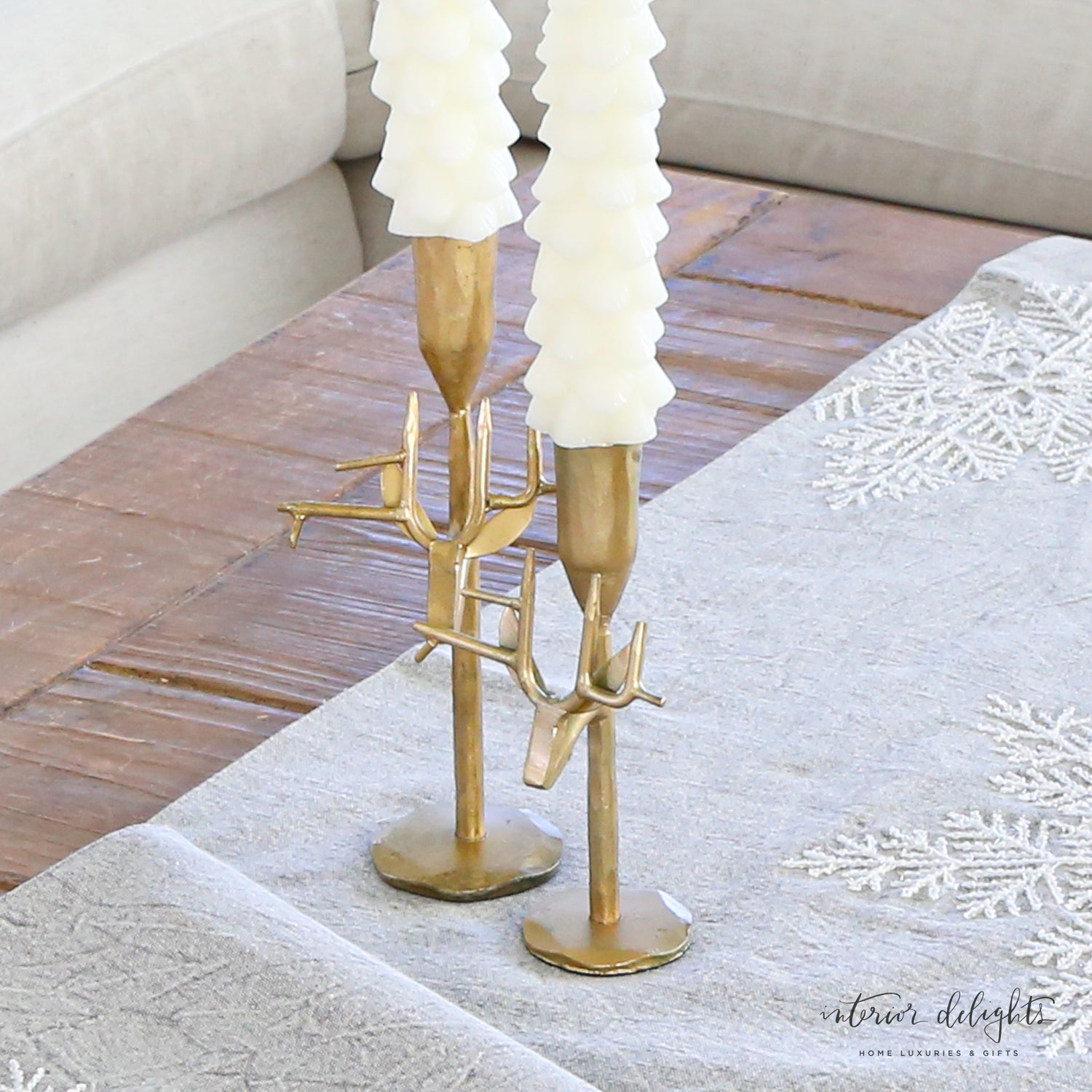 Forged Reindeer Candlesticks- Gold- Set of 2