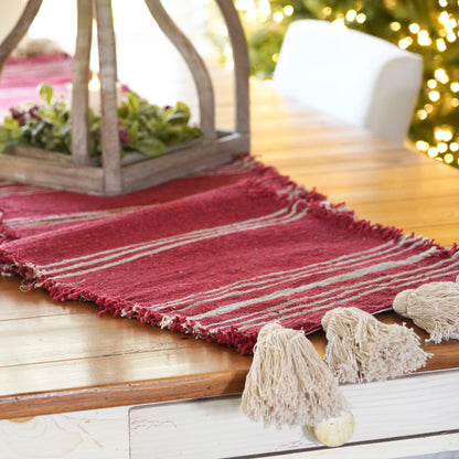 Table Runner- Red Stripe with Tassels