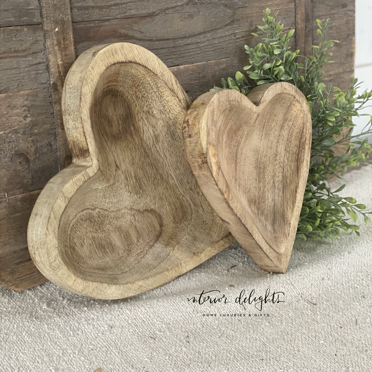 Wood Carved Hearts - Interior Delights