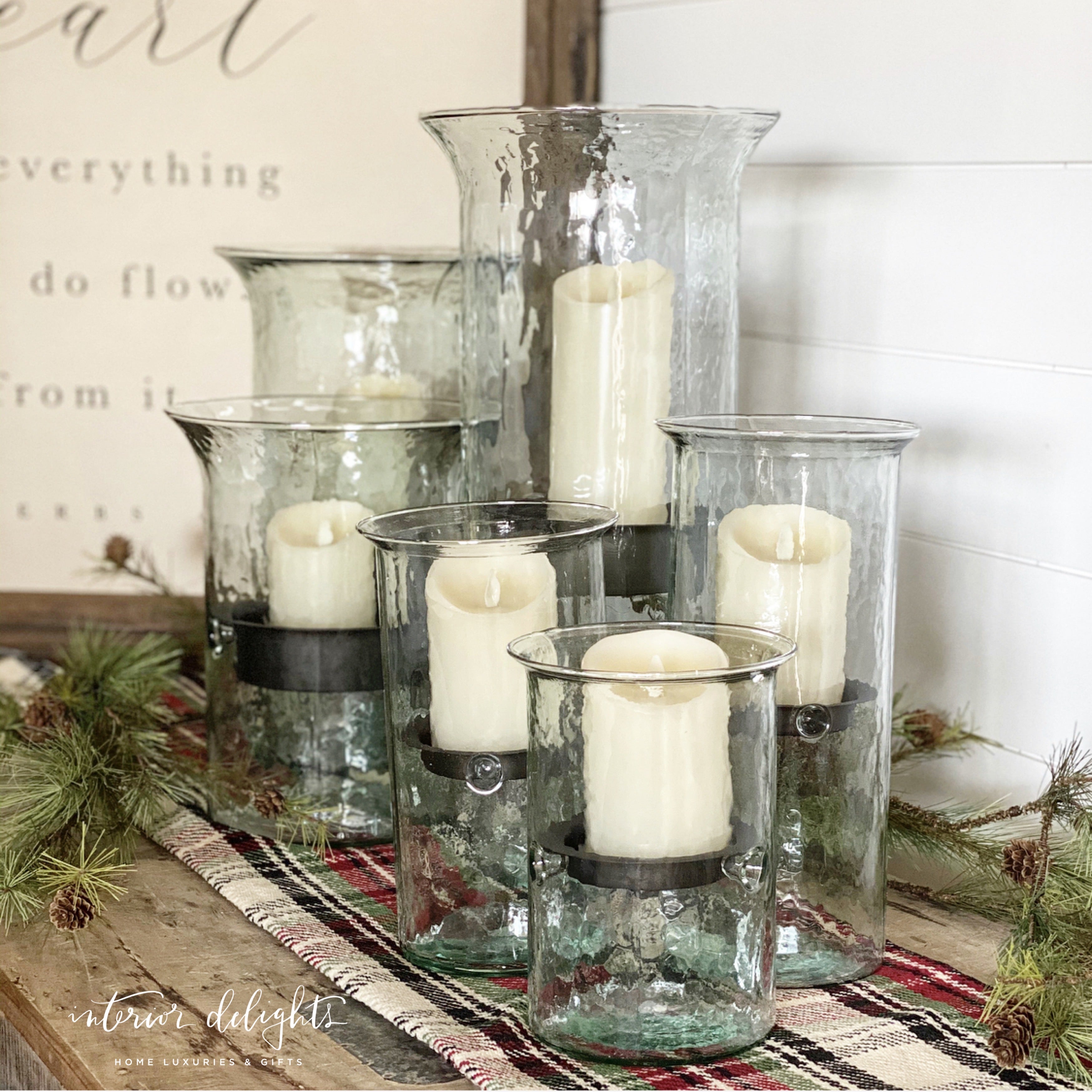 Glass hurricane candle clearance holder