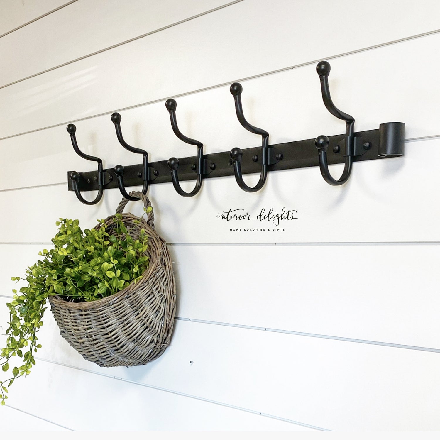 32” Black Iron Coat Rack - Interior Delights